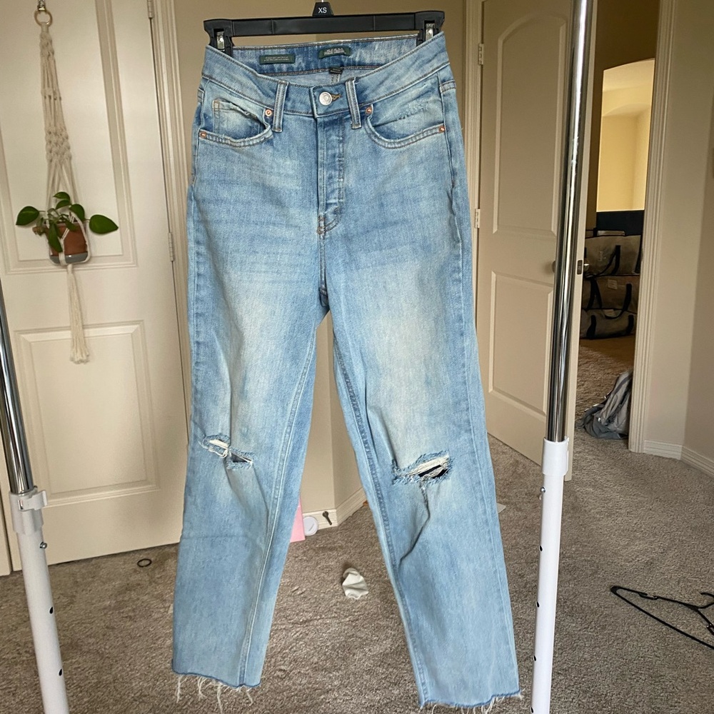 Women's Light Blue Distressed Jeans
